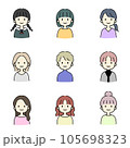 女の子のシンプルなイラストアイコン 105698323