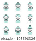 女の子のシンプルなイラストアイコン 105698326