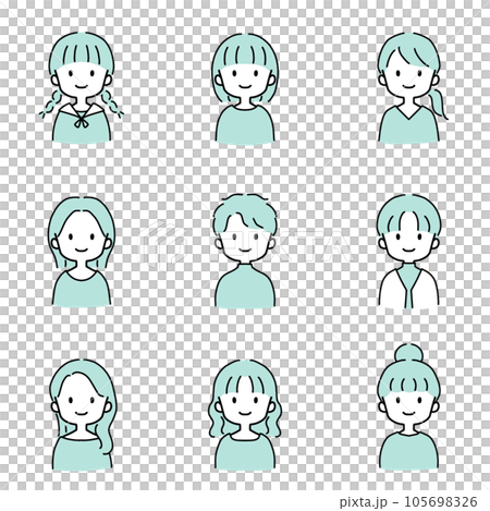 女孩簡單插畫圖標 105698326