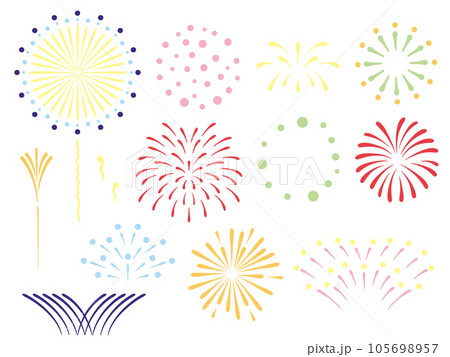 打ち上げ花火のデザインセット（カラー） 105698957
