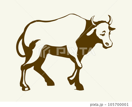 Vector drawing. Cute big cow 105700001
