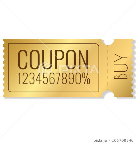 blank golden coupon or ticket. Golden sticker discount. Vector illustration blank golden coupon or ticket. Golden sticker discount. Vector illustration 105700346