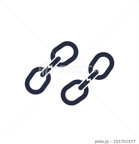 Broken chain links icon on white 105701877