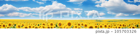 青空とひまわりのバナー 105703326