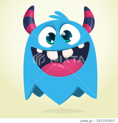 Funny cartoon monster character. Illustration of cute and happy mythical alien creature. Halloween design 105703957
