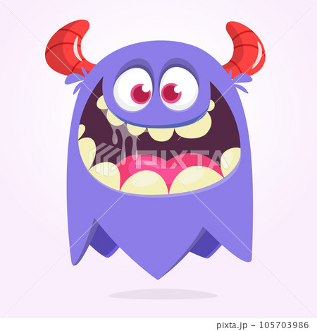 Funny cartoon monster character. Illustration of cute and happy mythical alien creature. Halloween design 105703986