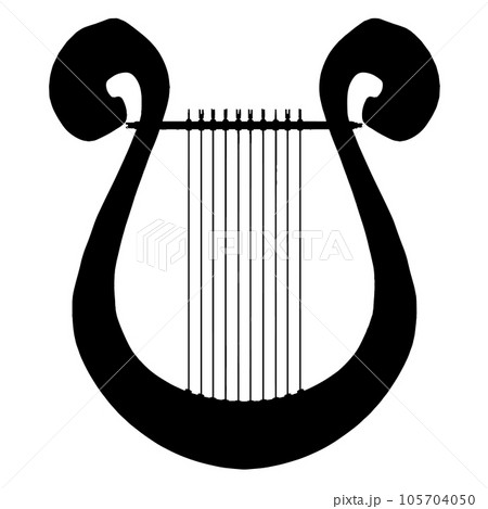 ハープの白黒シルエット　イラスト素材 105704050