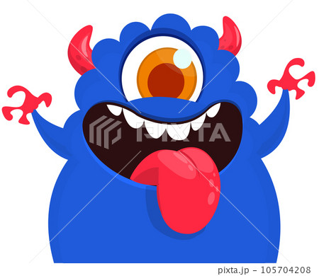 Funny cartoon smiling  monster character. Illustration 105704208