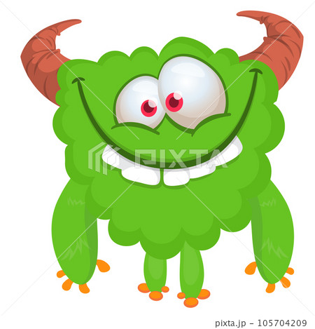Funny cartoon smiling  monster character. Illustration 105704209