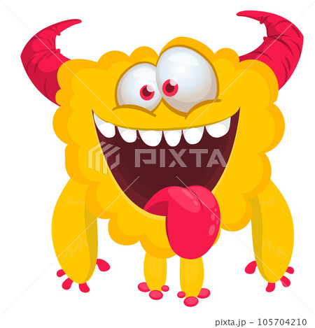 Funny cartoon smiling  monster character. Illustration 105704210