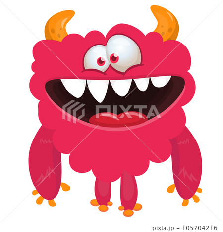 Funny cartoon smiling  monster character. Illustration 105704216