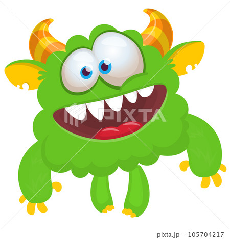 Funny cartoon smiling  monster character. Illustration 105704217