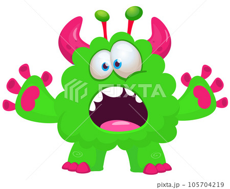 Funny cartoon smiling  monster character. Illustration 105704219