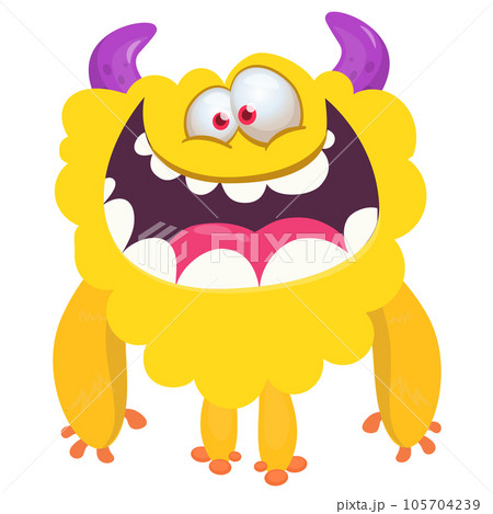 Funny cartoon smiling  monster character. Illustration 105704239