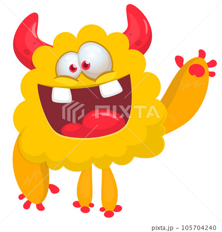 Funny cartoon smiling  monster character. Illustration 105704240