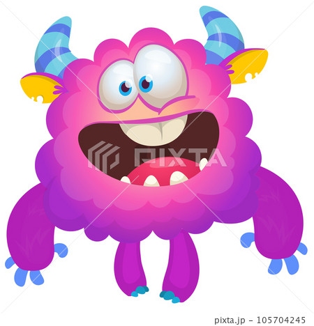 Funny cartoon smiling  monster character. Illustration 105704245