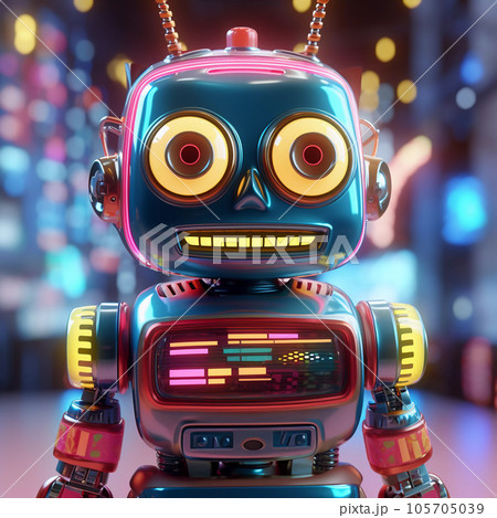 Retro Futuristic Robot Character 105705039