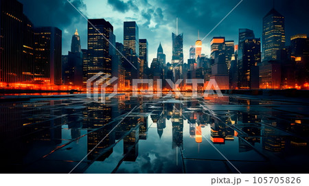 aerial view of a major financial district, showcasing the concentration of economic power. Generative AI aerial view of a major financial district, showcasing the concentration of economic power. Generative AI 105705826