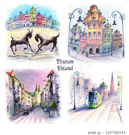 Watercolor sketches of Poznan, Poland Watercolor sketches of Poznan, Poland 105706543