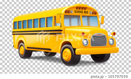 Yellow School Bus 3D Cartoon-Style 105707039