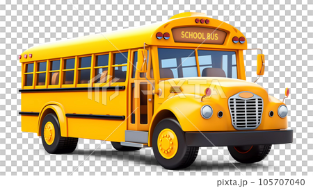 Yellow School Bus 3D Cartoon-Style 105707040