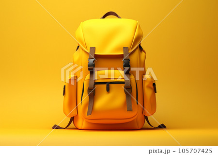 Yellow school backpack. back to school. AI generated 105707425