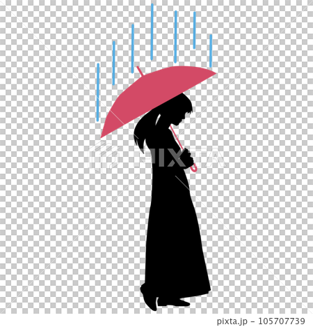 Illustration set silhouette material vector of a woman holding an umbrella on a rainy day Illustration set silhouette material vector of a woman holding an umbrella on a rainy day 105707739