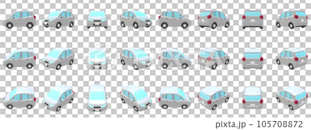 自動車のイラスト素材 デフォルメ コンパクトカー 5ドアハッチバック 白 24点セット 自動車のイラスト素材 デフォルメ コンパクトカー 5ドアハッチバック 白 24点セット 105708872