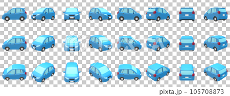 汽車插畫素材變形緊湊型轎車5門掀背車天藍色24件套 汽車插畫素材變形緊湊型轎車5門掀背車天藍色24件套 105708873