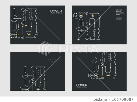 Abstract geometric shapes on cover brochures. Technological background. Vector creative design Abstract geometric shapes on cover brochures. Technological background. Vector creative design 105709087