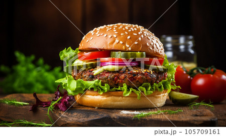 Vegan lentil burger Vegan lentil burger 105709161