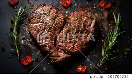 Steak in shape of heart 105709252