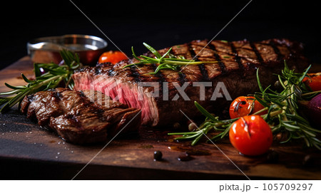 Grilled beef fillet steak 105709297