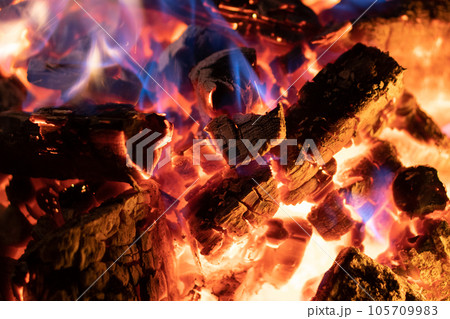 close up photo of a burning fire 105709983