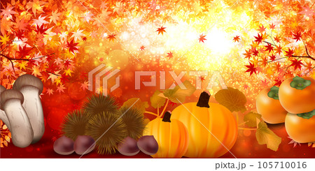 秋　味覚　紅葉　背景 105710016