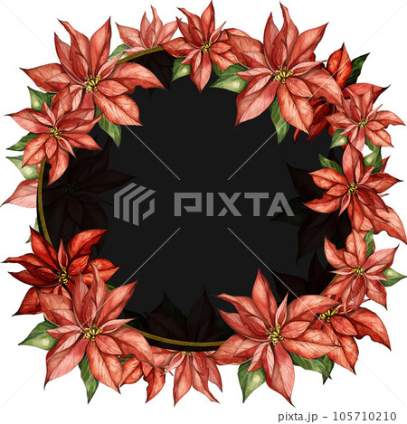 Collection of watercolor postcards with Christmas and winter. Poinsettia, holly, Christmas tree toys, holiday symbols. Suitable for the design of postcards, New Year's invitations. 105710210