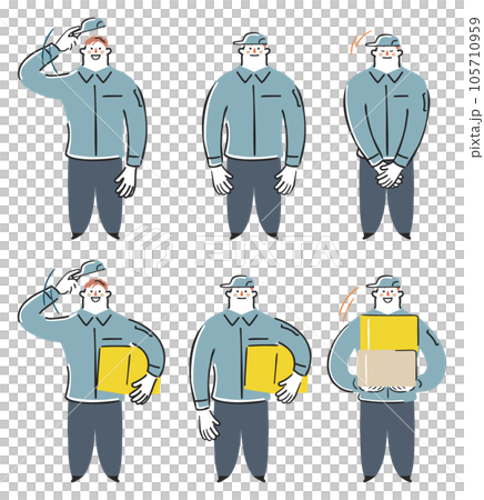 Male delivery company wearing a uniform set illustration material 105710959