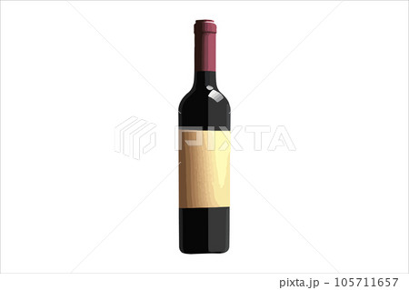Vector wine watercolor bottle isolated on transparent background. Vector wine watercolor bottle isolated on transparent background. 105711657