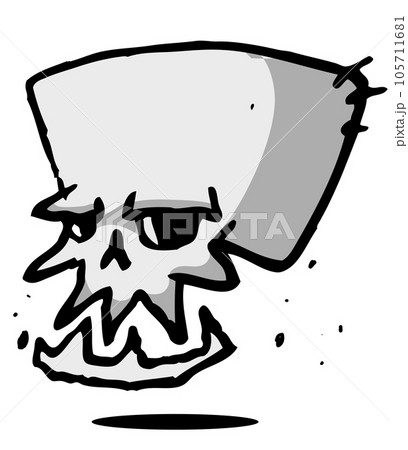 Grim reaper illustration. Cartoon Halloween funny skull isolated on white background 105711681