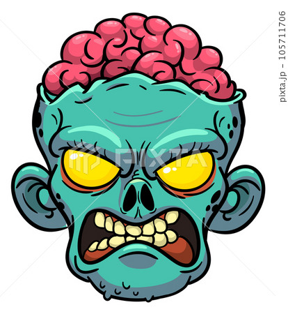 Cartoon funny zombie character design with scary face expression. Halloween vector illustration. Cartoon funny zombie character design with scary face expression. Halloween vector illustration. 105711706