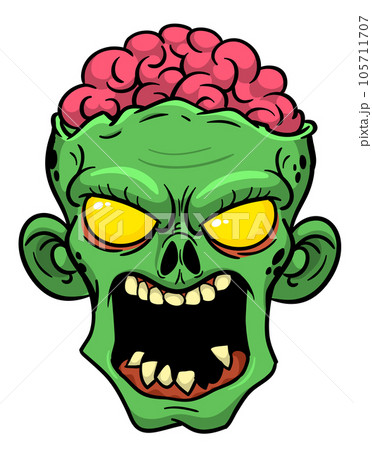 Cartoon funny zombie character design with scary face expression. Halloween vector illustration. 105711707