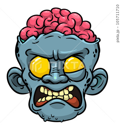 Cartoon funny zombie character design with scary face expression. Halloween vector illustration. Cartoon funny zombie character design with scary face expression. Halloween vector illustration. 105711710