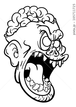 Cartoon funny zombie character design with scary face expression. Halloween vector Cartoon funny zombie character design with scary face expression. Halloween vector 105711725