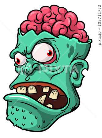 Cartoon funny zombie character design with scary face expression. Halloween vector illustration. Cartoon funny zombie character design with scary face expression. Halloween vector illustration. 105711752
