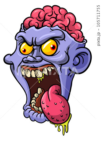 Cartoon funny zombie character design with scary face expression. Halloween vector illustration. Cartoon funny zombie character design with scary face expression. Halloween vector illustration. 105711755