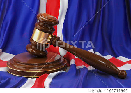 Icelandic law and justice concept. Wooden gavel...のイラスト素材 [105711995 ...