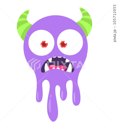 Funny cartoon smiling  monster character. Illustration of cute and happy mythical alien creature. Halloween design 105712055