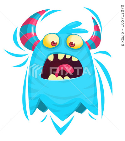 Funny cartoon smiling  monster character. Illustration of cute and happy mythical alien creature. Halloween design 105712070