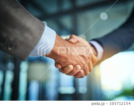 Handshake, collaboration and businessmen celebrating and congratulating on success for a sealed deal. HR manager hiring employee after successful interview. Hands of partners shaking on agreement Handshake, collaboration and businessmen celebrating and congratulating on success for a sealed deal. HR manager hiring employee after successful interview. Hands of partners shaking on agreement 105712154