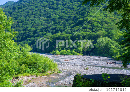 湯吹きの滝上　湯檜曽川　真夏の風景　みなかみ町　　 105715013